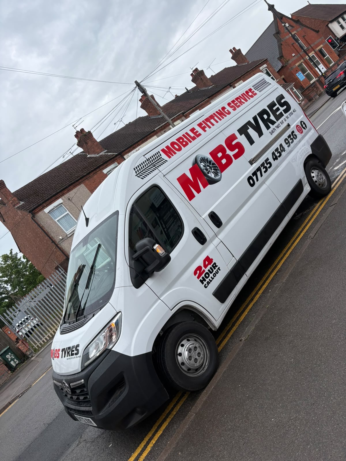Mobs Tyres mobile fitting van at the roadside